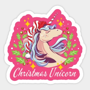 Cute Christmas Unicorn Sticker